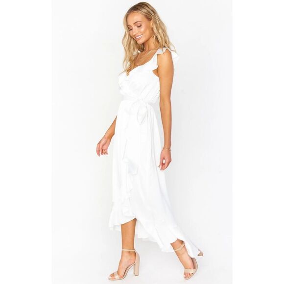 Show Me Your Mumu Samantha Ruffle Wrap Dress S - Picture 2 of 6